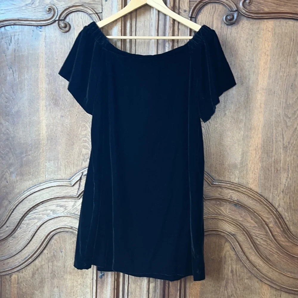 NEW LOFT Velvet black off the shoulder dress